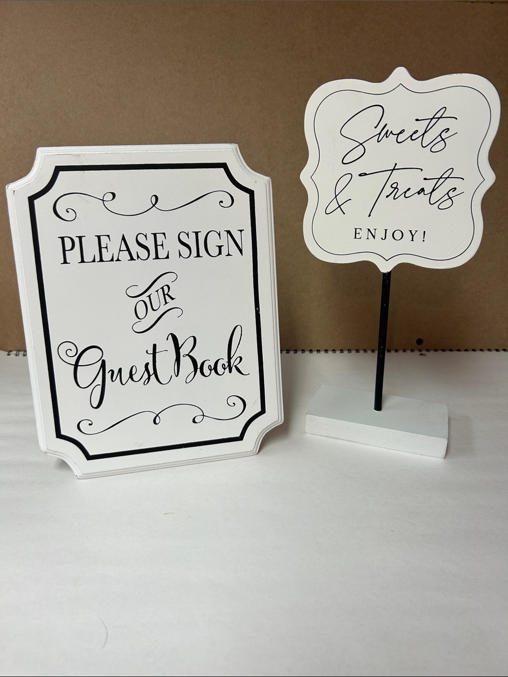White Guest Book Sign and Sweets & Treats Display - Home Party Supplies
